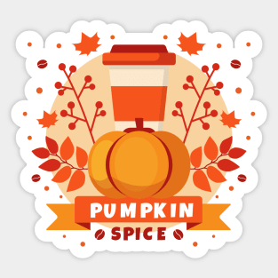 National Pumpkin Spice Day, coffee, fall leaves Sticker